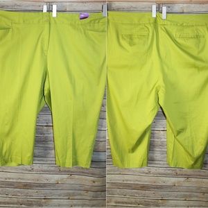 Lane Bryant Sateen Capri Pants Lime Green HW3911